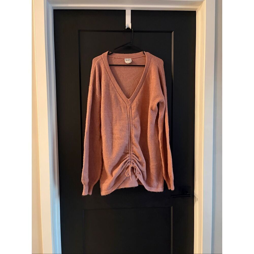Arula Altar’d State Mauve Ruched Front Sweater Size Large (A)